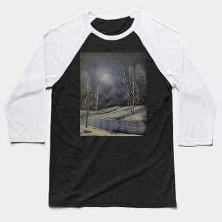 Nighttime Snowfall Magic Baseball T-Shirt